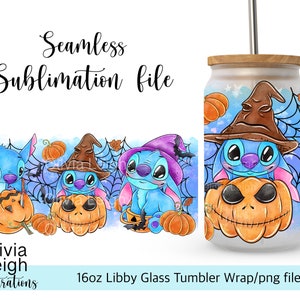 Lindo envoltorio de Halloween con puntada PNG DESCARGA DIGITAL Diseño de vaso de vidrio de 16 oz imagen 1