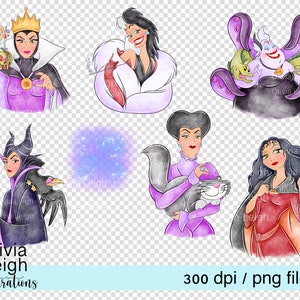 Prinzessin Bösewichte Ursula, Maleficent, Cute Clipart Set PNG Dateien DIGITAL DOWNLOAD Printable Bild 2