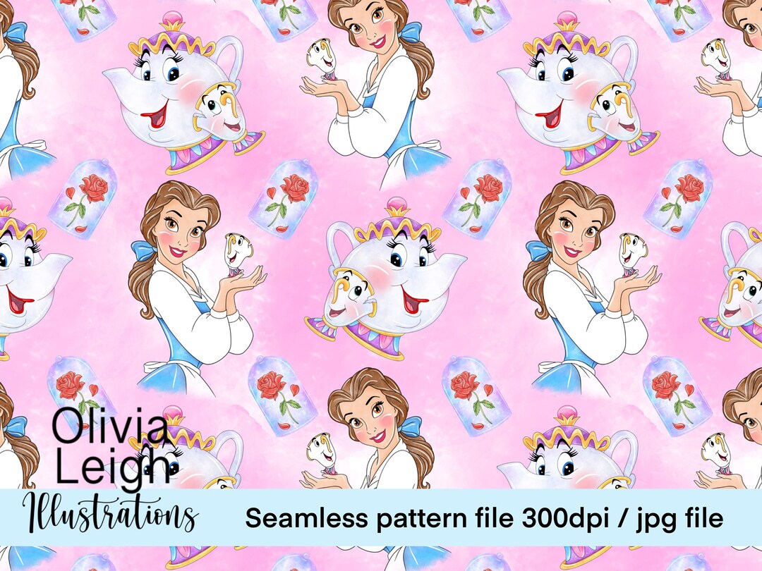 Cute Mrs Potts and Chip Seamless Pattern. Digital Paper. - Etsy