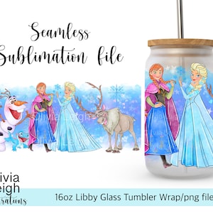 Princesse Elsa Frozen Wrap PNG TÉLÉCHARGEMENT NUMÉRIQUE Gobelet en verre 16 oz