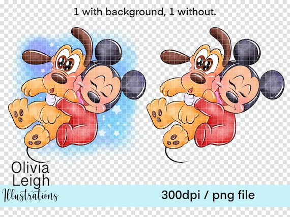 かわいい赤ちゃんミッキーとプルート幼児用クリップアートPNGファイル