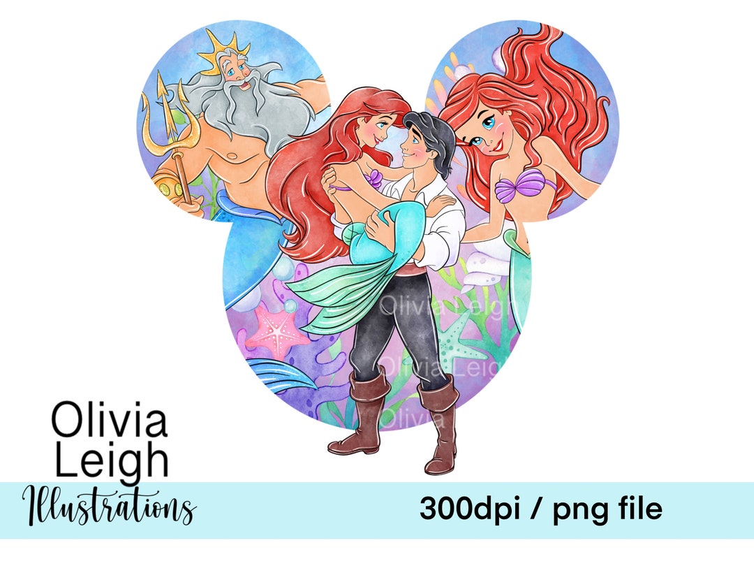 Princess Ariel the Little Mermaid Cute Clipart Sublimation PNG Files ...