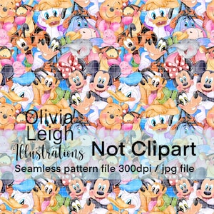 Mickey en vrienden schattig naadloos patroon. Digitaal papier. DIGITALE DOWNLOAD Afdrukbaar
