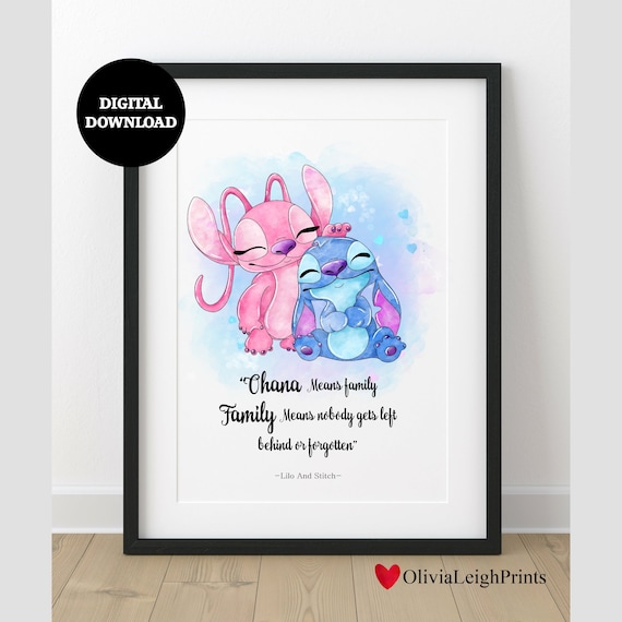 Personalized Name Disney Stitch Wall Art Decor, Color Print Size