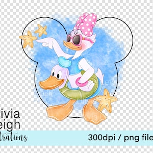 Daisy Duck Cute Beach Clipart Sublimation PNG Files DIGITAL DOWNLOAD ...