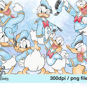 Paperino carino clipart set file PNG disegnati a mano DOWNLOAD DIGITALE