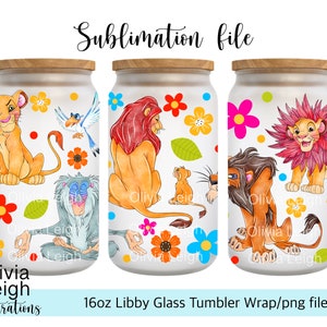 Schattig The Lion King PNG-bestand DIGITALE DOWNLOAD 16oz glazen bekerontwerp