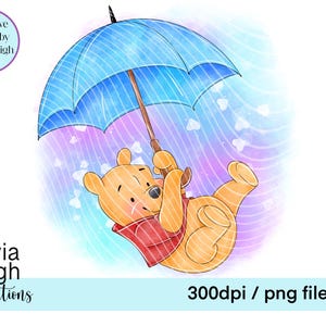 Winnie The Pooh, Frühling niedliche Clipart PNG-Dateien DIGITAL DOWNLOAD Printable