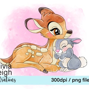 Ensemble de fichiers Bambi et Panpan mignons Clipart PNG TÉLÉCHARGEMENT NUMÉRIQUE imprimable. Modèle sans couture pour enfants inclus image 10