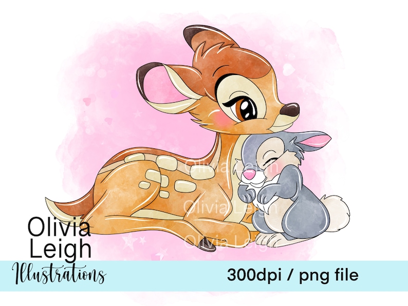Ensemble de fichiers Bambi et Panpan mignons Clipart PNG TÉLÉCHARGEMENT NUMÉRIQUE imprimable. Modèle sans couture pour enfants inclus image 10