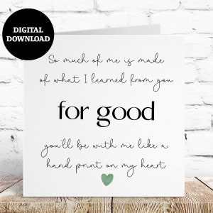 Handgemachte Wicked For Good Karte DIGITALER DOWNLOAD