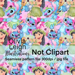 Modello senza cuciture carino di Lilo e Stitch. Carta digitale. DOWNLOAD DIGITALE Stampabile