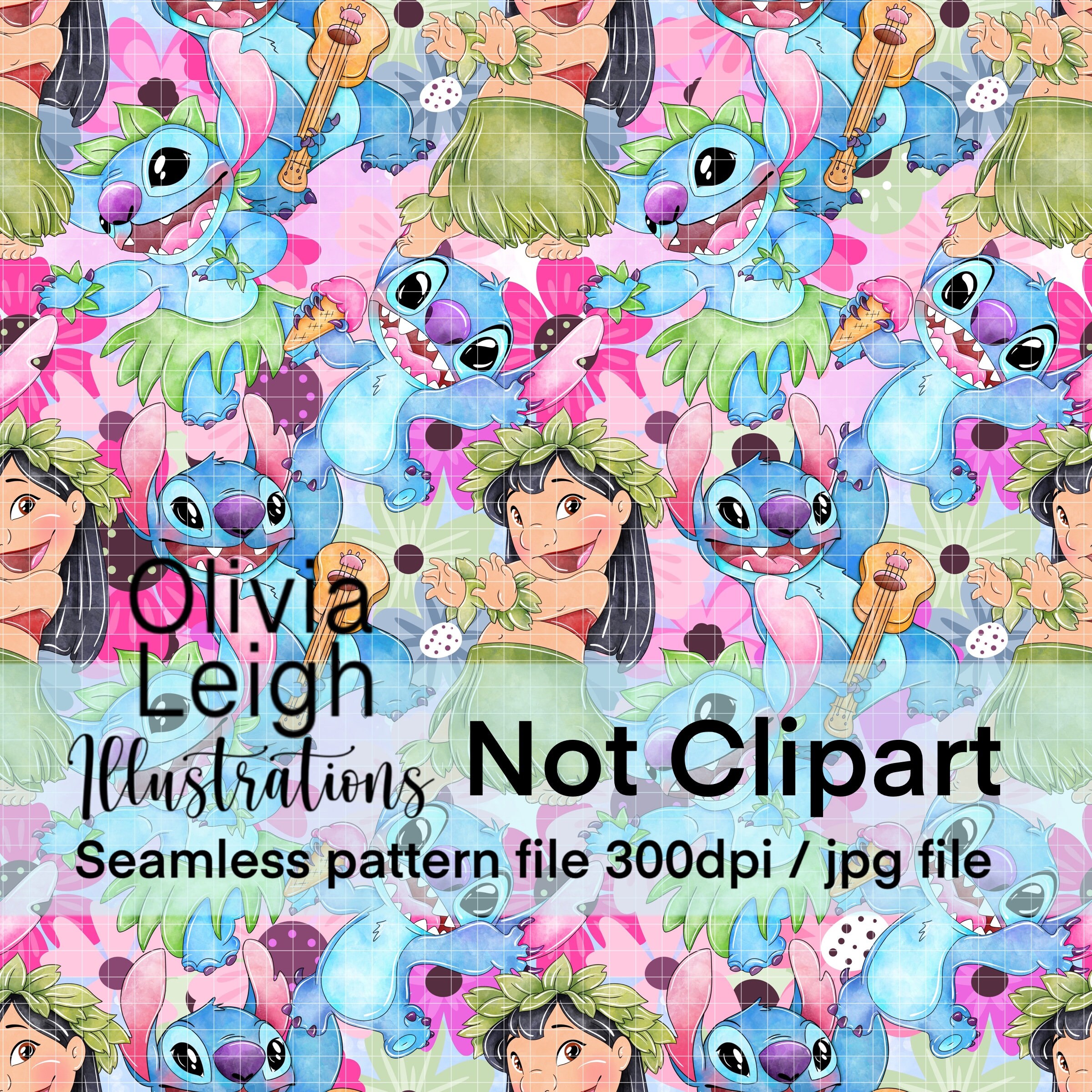 Cute Lilo and Stitch Seamless Pattern. Digital Paper. DIGITAL DOWNLOAD ...