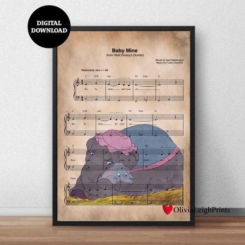 Dumbo Printnursery Art Gift Painting Baby Mine Etsy