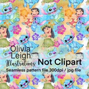 Modello senza cuciture carino Lilo e Stitch Hula. Carta digitale. DOWNLOAD DIGITALE Stampabile