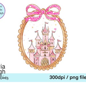 Princess Castle medaillon, clipart-png-bestanden DIGITALE DOWNLOAD sublimatie afdrukbare