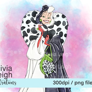 La princesse méchante Cruella de Vil Les 101 dalmatiens mignons Clipart PNG fichiers TÉLÉCHARGEMENT NUMÉRIQUE imprimable
