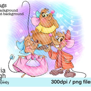 Princesa Cenicienta, Ratones, Ratón Gus, Lindos archivos PNG clipart DESCARGA DIGITAL Imprimible