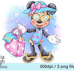 Minnie Mouse Summer Beach Lindo Clipart PNG Archivos DESCARGA DIGITAL Imprimibles