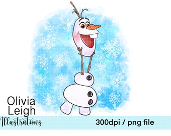 Lindo muñeco de nieve de Olaf para Navidad, imágenes prediseñadas para sublimación, archivos PNG, descarga digital, imprimible