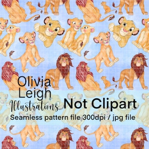 The Lion King Seamless Repeat Pattern. Digital Paper. DIGITAL DOWNLOAD Printable
