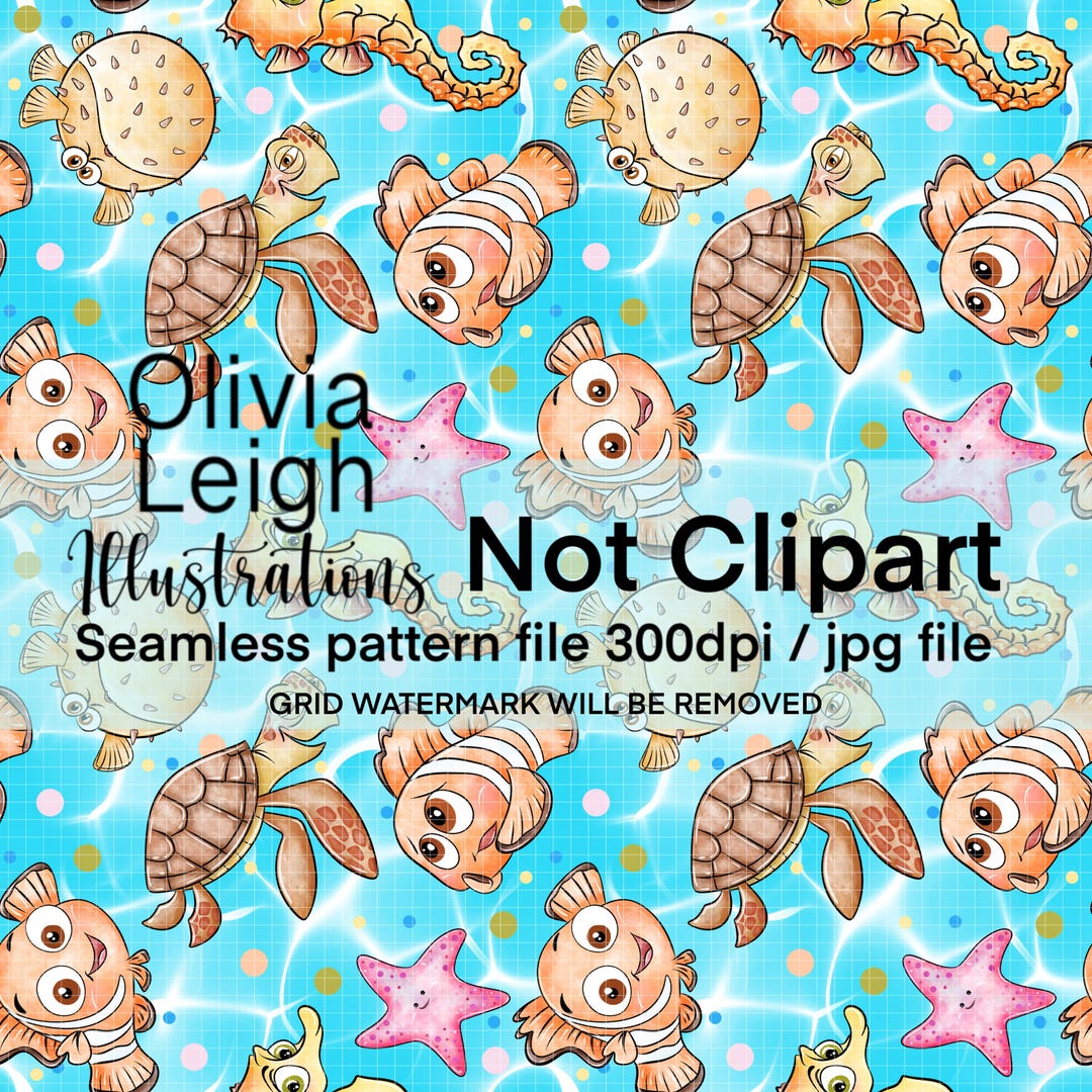 Nemo Repeated Pattern Finding Nemo, Dory Cute Seamless Repeat Pattern. Digital Paper. Hand ...
