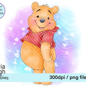 Winnie The Pooh, niedliche Clipart PNG-Dateien DIGITAL DOWNLOAD Printable