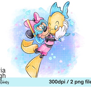 Minnie Mouse Verano Playa Natación Lindo Clipart PNG Archivos DESCARGA DIGITAL Imprimible