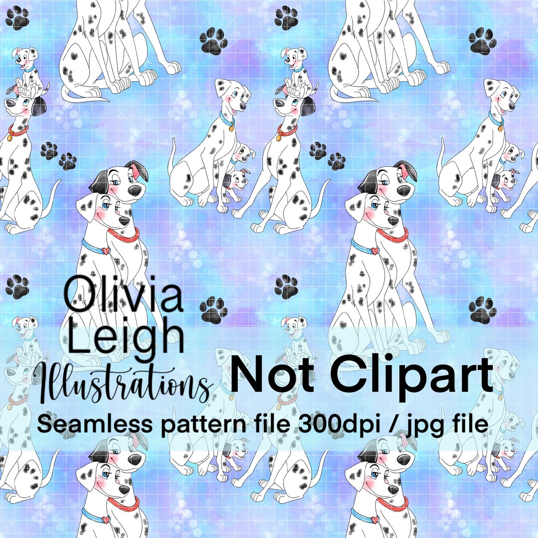 Cute 101 Dalmatians Puppy Dog Print Seamless Pattern. Digital Paper ...