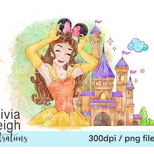 Princess Belle Beauty and the Beast Castle Cute Clipart PNG - Etsy