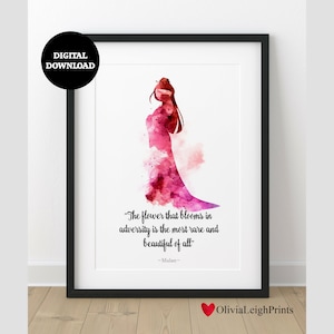 Princess Mulan Watercolour quote Art Print-Wall Art-Gift-Nursery DIGITAL DOWNLOAD Printable