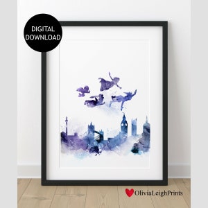 Peter Pan And Friends Art Print-Wall Art-Gift-Nursery DIGITAL DOWNLOAD Printable