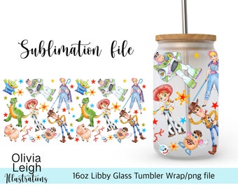 Toy story Wrap PNG File DIGITAL DOWNLOAD 16oz Glass Tumbler Design