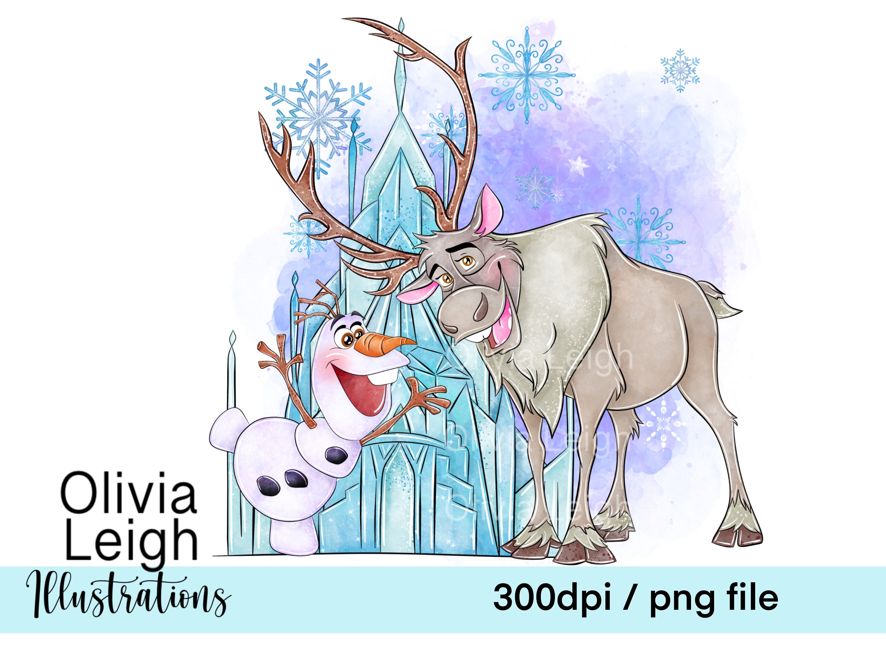 Frozen Princess Sven and Olaf Cute Clipart Sublimation PNG Files DIGITAL  DOWNLOAD Children's Printable 