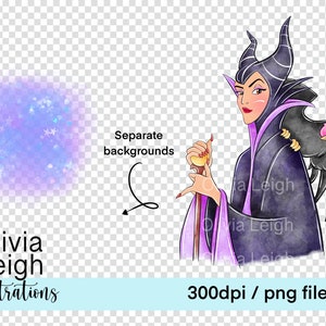 Prinzessin Bösewichte Ursula, Maleficent, Cute Clipart Set PNG Dateien DIGITAL DOWNLOAD Printable Bild 9