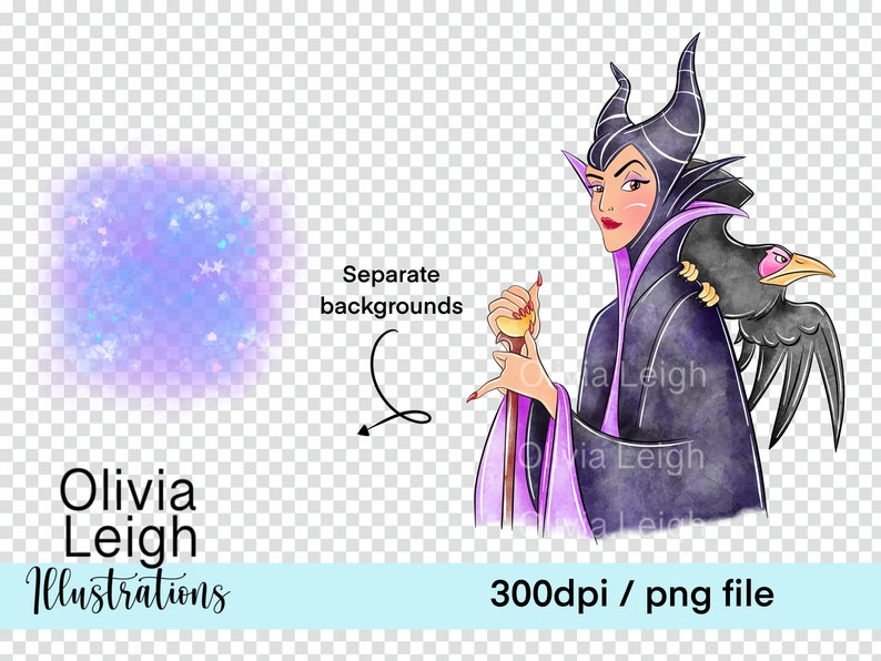 Prinzessin Bösewichte Ursula, Maleficent, Cute Clipart Set PNG Dateien DIGITAL DOWNLOAD Printable Bild 9