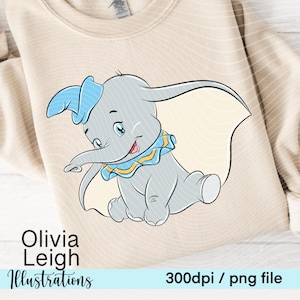 Dumbo, ratón dibujado a mano, imágenes prediseñadas, archivos PNG, descarga digital, imprimible