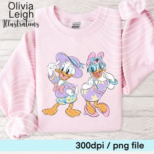 Archivos PNG de la piscina de verano de Daisy y el pato Donald dibujados a mano DESCARGA DIGITAL Imprimible Uvdtf