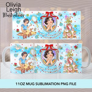 Princess Snow White, Sublimation mug Wrap PNG File For 11oz Mug DIGITAL DOWNLOAD Tumbler Cup Design.