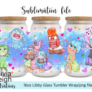 Emociones lindas, envoltura de sublimación de adentro hacia afuera Archivo PNG DESCARGA DIGITAL Diseño de vaso de vidrio de 16 oz Imprimible con UV-dtf
