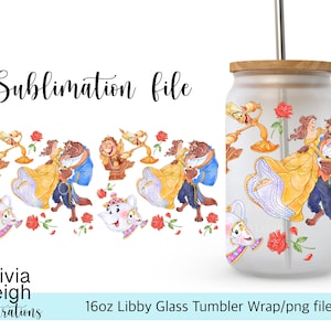 Principessa Belle, La bella e la bestia, Wrap PNG File DOWNLOAD DIGITALE Design del bicchiere da 16 once
