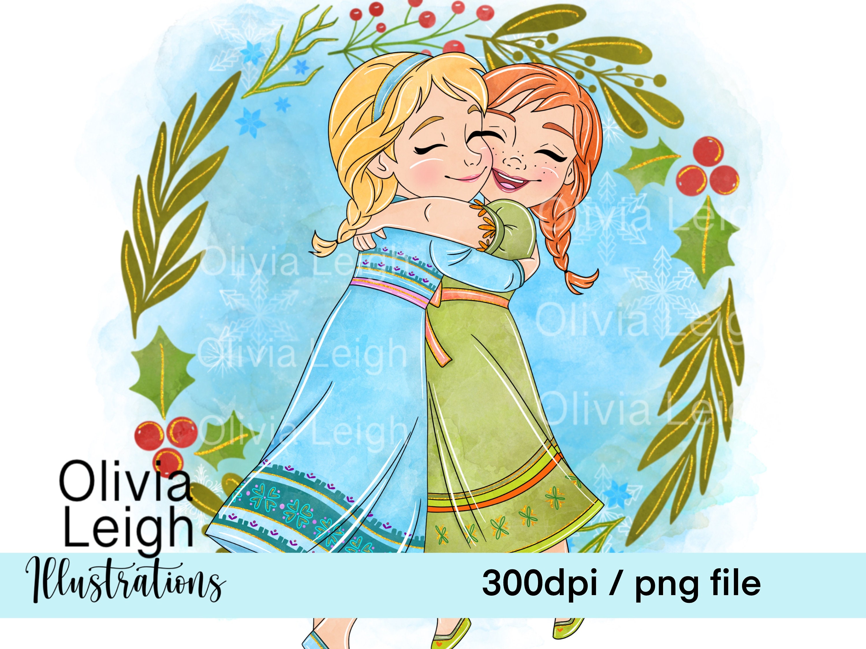 Princess Elsa And Anna Frozen Cute Clipart PNG Files DIGITAL -  Portugal