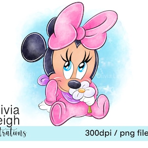 Archivos de imágenes prediseñadas de sublimación de Minnie Mouse Baby PNG para descargar DIGITAL para imprimir