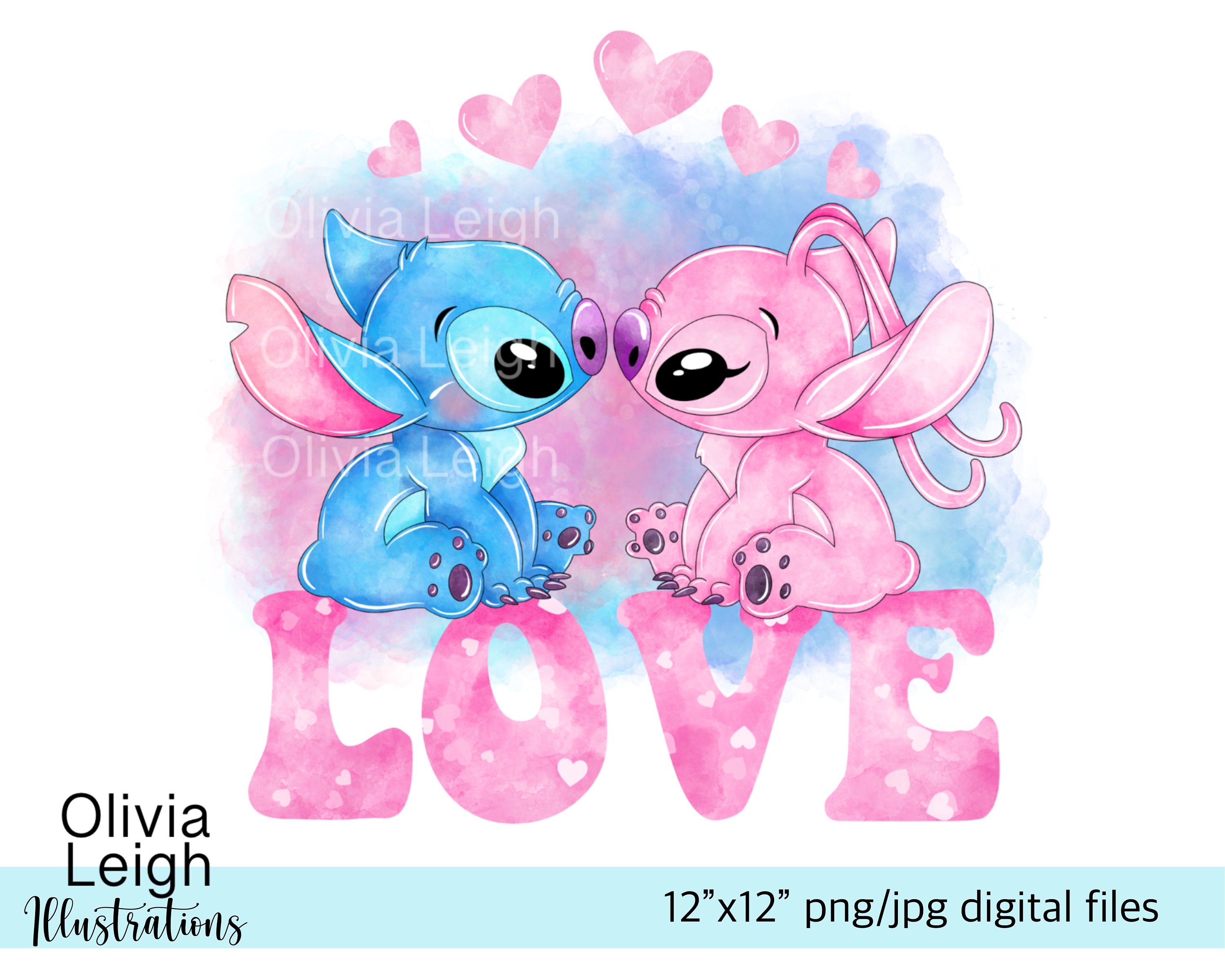 Stitch and Angel DXF, SVG, PNG Files Lilo & Stitch Stitch Valentine's  Couple Bundle 