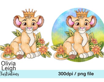 Cute Lion King Simba Clipart Sublimation PNG Files DIGITAL DOWNLOAD Printable