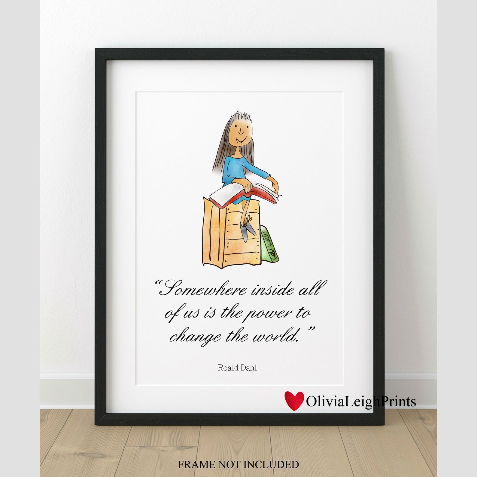 hand drawn roald dahl matilda quote wall art print etsy