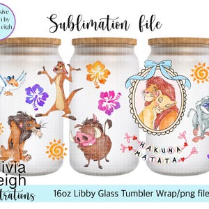 The Lion King sublimatie wrap PNG-bestand DIGITALE DOWNLOAD 16oz glazen beker Design Uv-dtf afdrukbaar