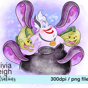 Prinzessin Bösewichte Ursula, Maleficent, Cute Clipart Set PNG Dateien DIGITAL DOWNLOAD Printable Bild 7