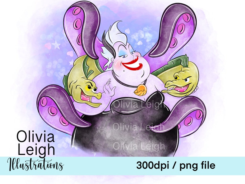 Prinzessin Bösewichte Ursula, Maleficent, Cute Clipart Set PNG Dateien DIGITAL DOWNLOAD Printable Bild 7