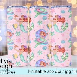 Tazza con design a sublimazione Princess Ariel DOWNLOAD DIGITALE Tazza sottile da 20 once Design immagine 1